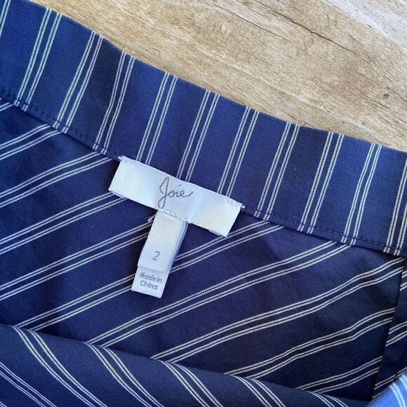 Joie Navy Striped Layered Flounce Hem Skirt Size 2 - Picture 3 of 5